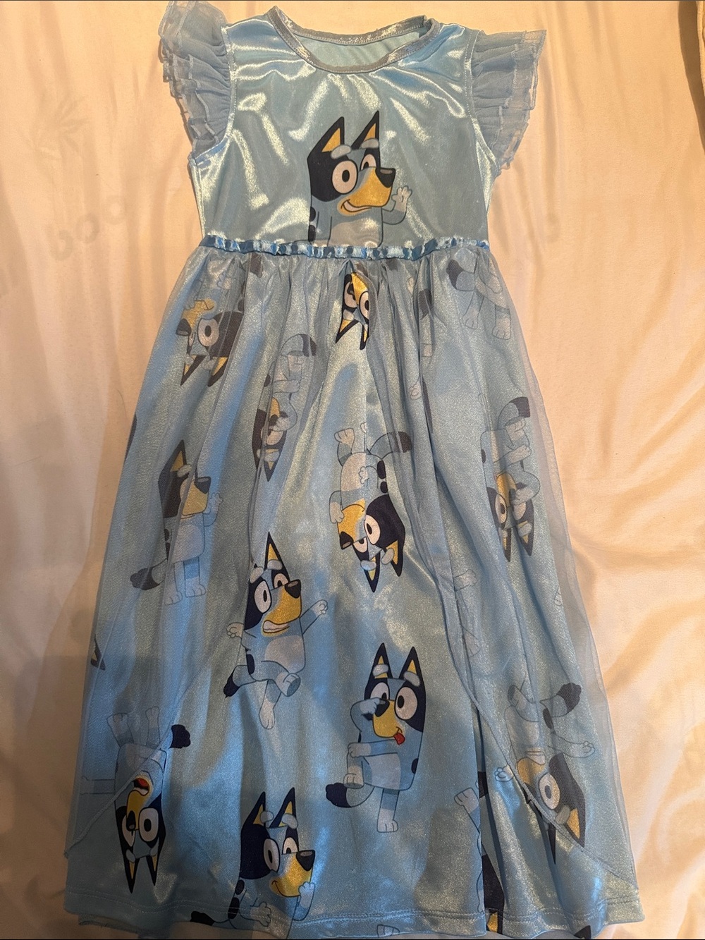 Light Blue Bluey-Print Kids Nightgown